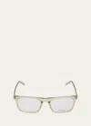 Saint Laurent Men's Sl 547 Slim Rectangle Optical Glasses In Beige