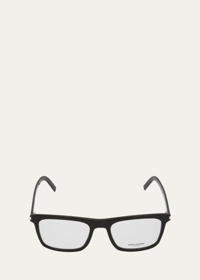 Saint Laurent Men's Sl 547 Slim Rectangle Optical Glasses In Black