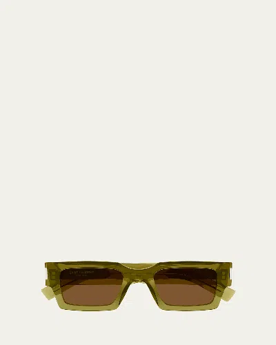 Saint Laurent Men's Sl 572 Square Sunglasses In Green
