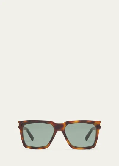Saint Laurent Men's Sl 610 Nylon And Acetate Rectangle Sunglasses In Green