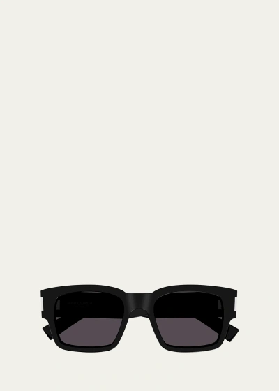 Saint Laurent Men's Sl 617 Acetate Rectangle Sunglasses In Black