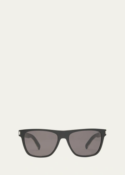 Saint Laurent Men's Sl 619 Acetate Rectangle Sunglasses In Black