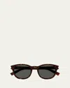 Saint Laurent Men's Sl 620 Acetate Round Sunglasses In Havana