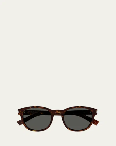 Saint Laurent Men's Sl 620 Acetate Round Sunglasses In Havana