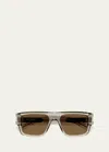 Saint Laurent Men's Sl 659 Acetate Rectangle Sunglasses In Beige