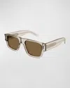 Saint Laurent Men's Sl 659 Acetate Rectangle Sunglasses In Beige