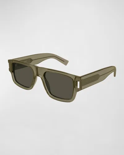 Saint Laurent Men's Sl 659 Acetate Rectangle Sunglasses In Green