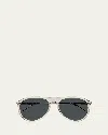 Saint Laurent Eyewear Aviator Frame Sunglasses In Beige