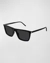 Saint Laurent Men's Sl 668 Acetate Rectangle Sunglasses In Black