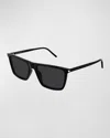 SAINT LAURENT MEN'S SL 668 ACETATE RECTANGLE SUNGLASSES