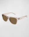 Saint Laurent Men's Sl 674 Plastic Square Sunglasses In Beige