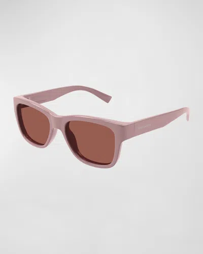 Saint Laurent Men's Sl 674 Plastic Square Sunglasses In Pink