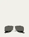 Saint Laurent Men's Sl 690 Dust Metal Aviator Sunglasses In Shiny Silver