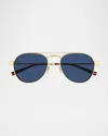 Saint Laurent Full Frame Sunglasses In 005 Shiny Light Gold