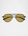 Saint Laurent 54mm Aviator Sunglasses In Shiny Dark Ruthenium