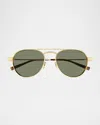 Saint Laurent 54mm Aviator Sunglasses In Shiny Light Gold