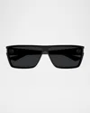Saint Laurent Men's Sl 757m Acetate Rectangle Sunglasses In Black
