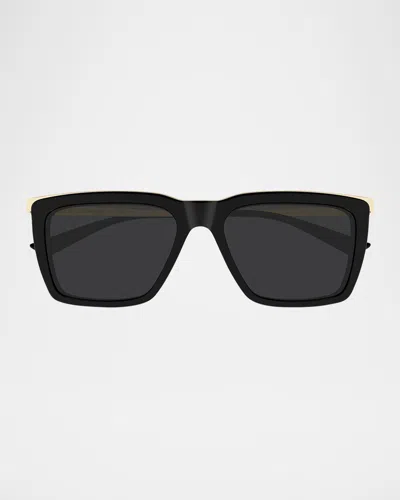 SAINT LAURENT MEN'S SL 765M ACETATE RECTANGLE SUNGLASSES