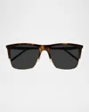 Saint Laurent Men's Sl 768m Acetate Rectangle Sunglasses In Shiny Mediumshiny Light Gold