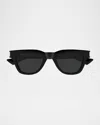 Saint Laurent Sl 790 Linea Corner Angle 001 Black Crystal Sunglasses In Black