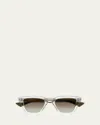 Saint Laurent Men's Sl 789 Jacquesm Acetate Rectangle Sunglasses In Shiny Transparent Crystal