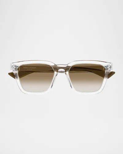 SAINT LAURENT MEN'S SL 790F RECYCLED ACETATE RECTANGLE SUNGLASSES