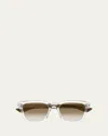 Saint Laurent Men's Sl 790f Recycled Acetate Rectangle Sunglasses In Silver