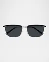 Saint Laurent Rectangular Sunglasses In Gray