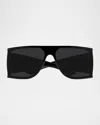 Saint Laurent Sl 806 75mm Oversize Rectangular Sunglasses In Shiny Black