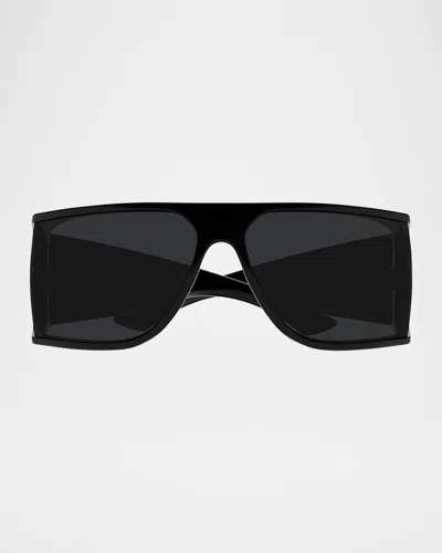 SAINT LAURENT MEN'S SL 806M PLASTIC RECTANGLE SUNGLASSES