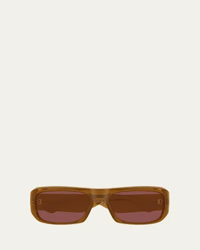 Saint Laurent Eyewear Rectangular Frame Sunglasses In Brown
