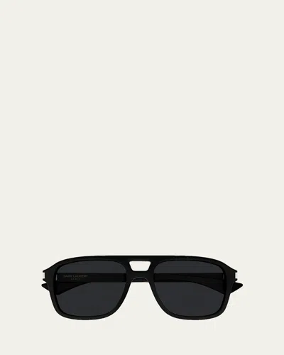 Saint Laurent Men's Sl 881-001 Acetate Rectangle Sunglasses In Black