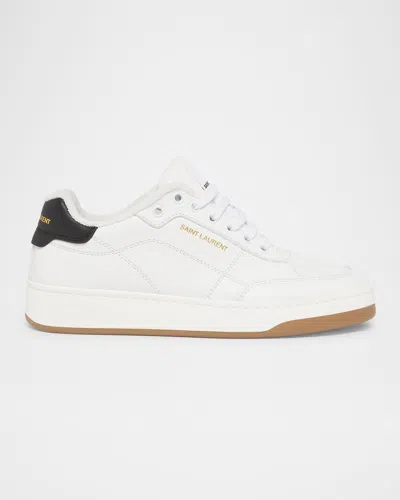 SAINT LAURENT MEN'S SL61 LEATHER LOW-TOP SNEAKERS