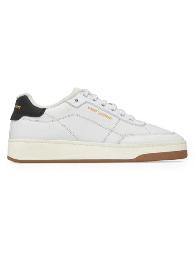 Saint Laurent White Calf Leather Bos Taurus Low Top Sneakers