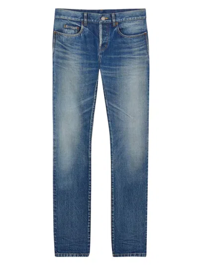 Saint Laurent Men's Slim Jeans In Denim In Blue