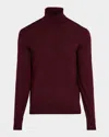Saint Laurent Men's Slim Wool Turtleneck Sweater In Burgundy