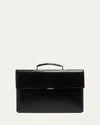 Saint Laurent Men's Smooth Leather Briefcase In Nero