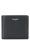 Saint Laurent Black Bi-fold Wallet With Logo Lettering On The Front In Leather Man In Black