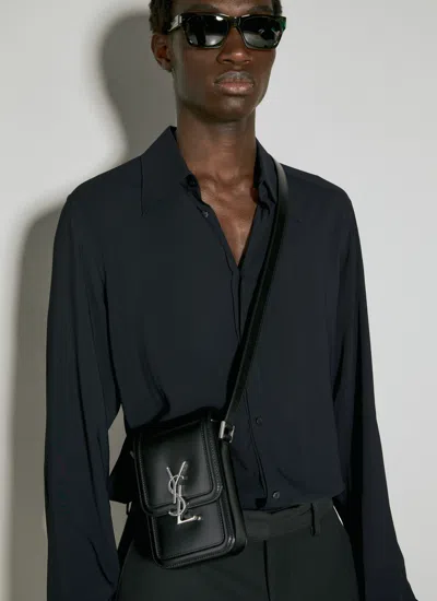 Saint Laurent Men Solferino Mini Crossbody Bag In Black