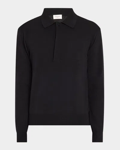 SAINT LAURENT MEN'S SOLID KNIT POLO SHIRT