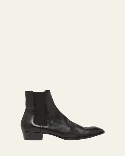Saint Laurent Black Leather Chelsea Stanton Ankle Boots