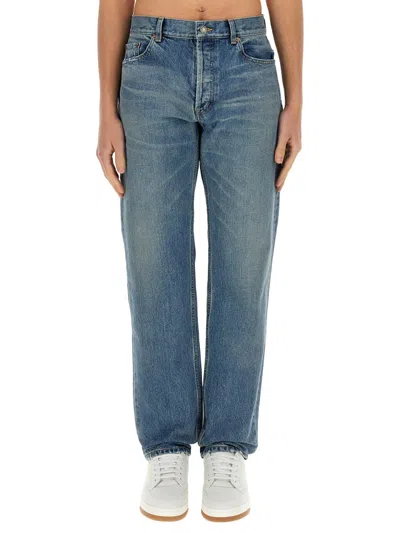 Saint Laurent Men Straight Leg Jeans In Blue