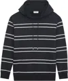 Saint Laurent Striped Hooded Sweatshirt In Black