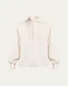 Saint Laurent Men's Striped Half-placket Dress Shirt In Multicolor