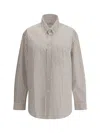 Saint Laurent Men Striped Shirt In Neutral