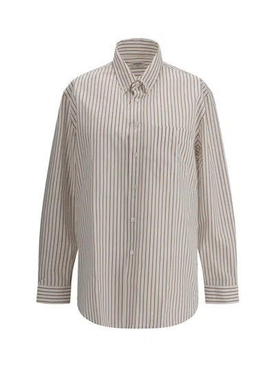 Saint Laurent Men Striped Shirt In Neutral