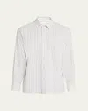 Saint Laurent Men's Striped Sport Shirt In White