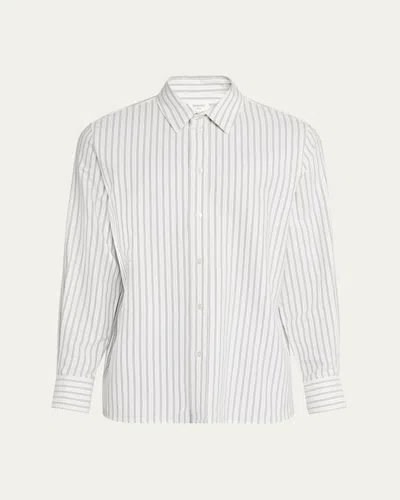 Saint Laurent Men's Striped Sport Shirt In White Black