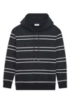 Saint Laurent Striped Hooded Sweatshirt In Black