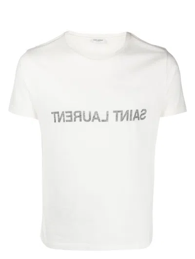 Saint Laurent Men's T-shirt Col Rond (vo In Naturblack